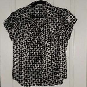 Dress Barn black white gray print top Sz.L